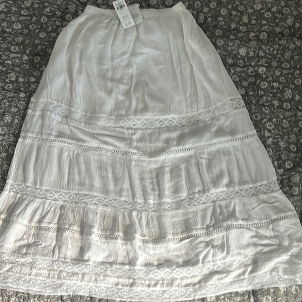 Hollister Ultra High Rise Boho White Maxi Skirt